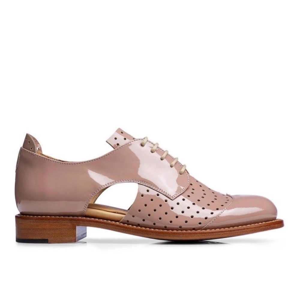 Patent leather derby cutout loafers - The Office of Angela Scott